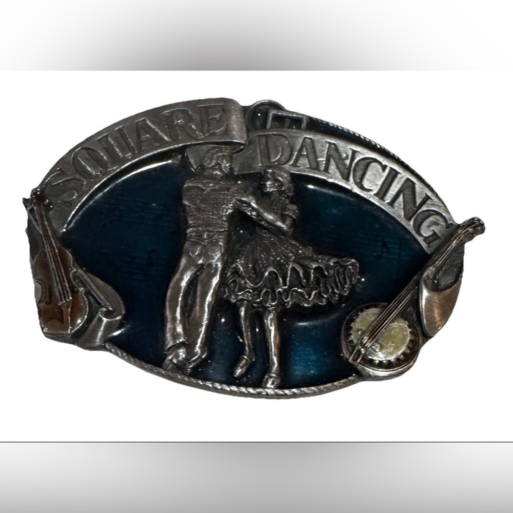 1985 Siskiyou Buckle Co. Inc “Square Dancing” Pewter Belt Buckle